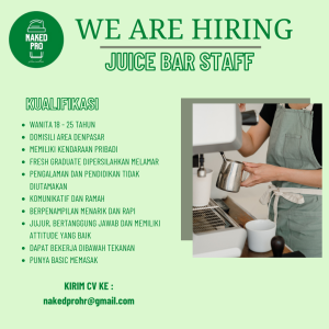Lowongan Kerja Sebagai Juice Bar, Marketing untuk Naked Pro Penempatan di Denpasar