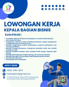 Lowongan Kerja Sebagai Kepala Bagian Bisnis, Team Leader Funding untuk Koperasi Artha Mandiri Indonesia Penempatan di Denpasar