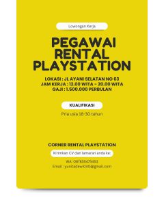 Lowongan Kerja Sebagai Pegawai Rental Playstation (PS) untuk Corner Rental Playstation Penempatan di Denpasar