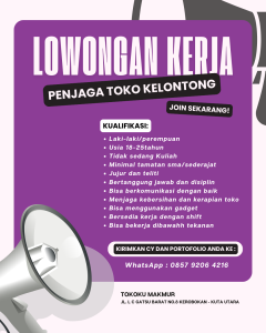 Lowongan Kerja Sebagai Penjaga Toko untuk Tokoku Makmur Penempatan di Kerobokan, Badung