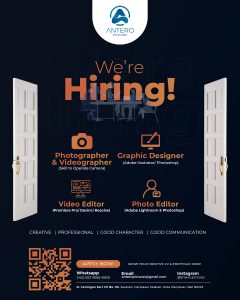 Lowongan Kerja Sebagai Photographer & Videographer, Graphic Designer, Video & Photo Editor untuk Antero Pictures Penempatan di Denpasar