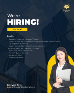 Lowongan Kerja Sebagai Staff Pajak / Tax, Junior Accounting, Senior Accounting & Tax untuk Golden Oak Group Penempatan di Denpasar