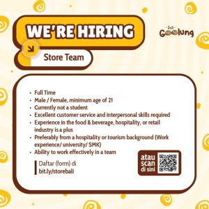 Lowongan Kerja Sebagai Store Team untuk Roti Goolung Penempatan di Bali