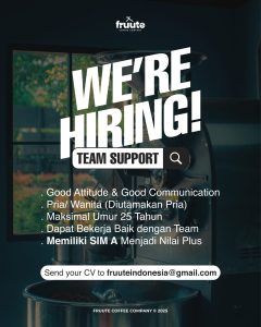 Lowongan Kerja Sebagai Team Support untuk Fruute Coffee Indonesia Penempatan di Denpasar