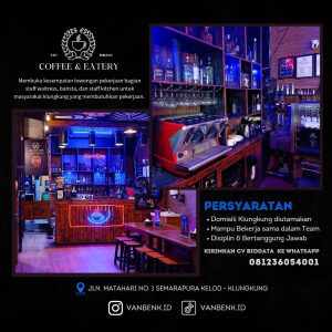 Lowongan Kerja Sebagai Waitress, Barista, Staff Kitchen untuk Vanbenk Penempatan di Klungkung
