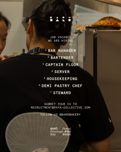 Lowongan Kerja Sebagai Bar Manager, Bartender, Captain Floor, Server, Housekeeping, Dll untuk Baro Bakery Penempatan di Pererenan, Badung