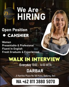 Lowongan Kerja Sebagai Cashier, Admin untuk Darbar Bali Penempatan di Kuta, Badung