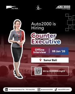 Lowongan Kerja Sebagai Counter Executive untuk Astra Auto2000 Penempatan di Sanur, Denpasar