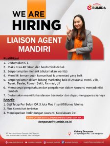 Lowongan Kerja Sebagai Liaison Agent untuk Asuransi Umum Bumida Penempatan di Denpasar