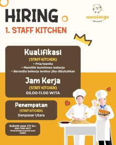 Lowongan Kerja Sebagai Staff Kitchen untuk Woofelago Penempatan di Denpasar