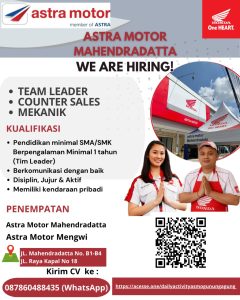 Lowongan Kerja Sebagai Team Leader, Counter Sales, Mekanik untuk Astra Motor Penempatan di Bali