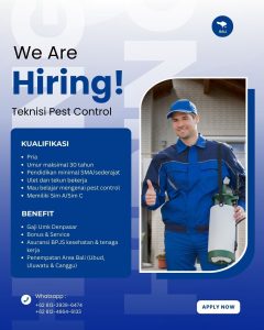 Lowongan Kerja Sebagai Teknisi Pest Control untuk Nohama Penempatan di Bali