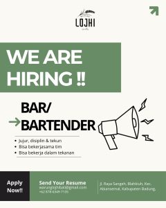 Lowongan Kerja Sebagai Bar/Bartender untuk Warung LOJHI Penempatan di Abiansemal, Badung