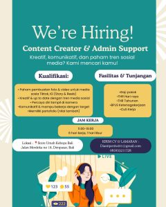 Lowongan Kerja Sebagai Content Creator dan Admin Support untuk Umah Kebaya Bali Penempatan di Denpasar