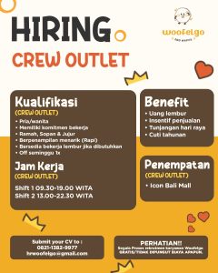 Lowongan Kerja Sebagai Crew Outlet untuk Woofelgo Penempatan di Icon Bali Mall, Denpasar