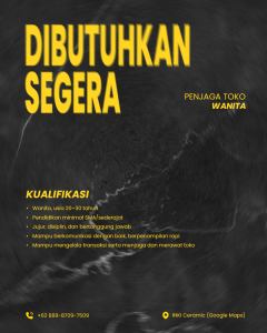 Lowongan Kerja Sebagai Penjaga Toko (Wanita) untuk INKI Ceramics Penempatan di Sibang, Badung