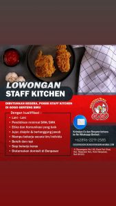 Lowongan Kerja Sebagai Staff Kitchen, Kasir Store untuk Gogo Fried Chicken Penempatan di Denpasar