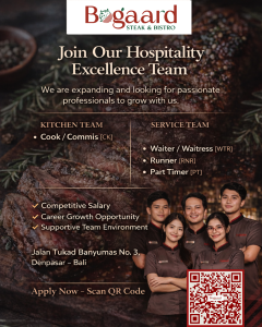 Lowongan Cook, Waiter, Runner dan Part Time untuk Bogaard di Bali