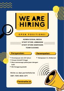 Lowongan Kerja Admin Social Media, Staff Store dan Team Gudang untuk Feminelle.id di Bali