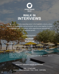 Lowongan Kerja Sebagai Shop Assistant untuk Ocean Grand Beach Bali Penempatan di Seminyak, Badung