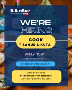 Lowongan Kerja Sebagai Cook untuk BiBiMBAP Penempatan di Bali