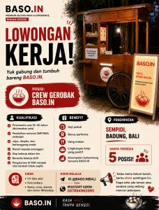 Lowongan Kerja Sebagai Crew untuk BASO IN Penempatan di Sempidi, Badung