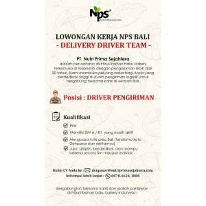Lowongan Kerja Sebagai Delivery Driver Team untuk Nutri Prima Sejahtera Penempatan di Denpasar
