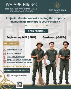 Lowongan Kerja Sebagai Engineering MEP dan Gardener untuk The Banyumas Villas Penempatan di Denpasar