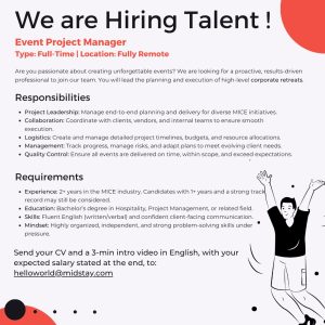 Lowongan Kerja Sebagai Event Project Manager untuk Midstays Penempatan di Bali