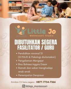 Lowongan Kerja Sebagai Fasilitator / Guru dan Staff Administrasi untuk Little Jo Penempatan di Denpasar