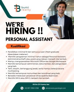 Lowongan Kerja Sebagai Personal Assistant untuk Bumi Realty Penempatan di Gianyar