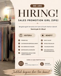 Lowongan Kerja Sebagai Sales Promotion Girl (SPG) untuk Goxua Bali Penempatan di Bali