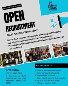 Lowongan Kerja Sebagai Sales Promotion Girls/Boy untuk After Summer Penempatan di Seminyak, Badung