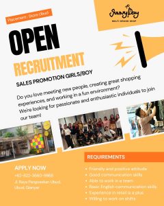 Lowongan Kerja Sebagai Sales Promotion Girls/Boys untuk Sunny Days Penempatan di Ubud, Gianyar 
