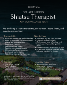 Lowongan Kerja Sebagai Shiatsu Therapist untuk The Istana Uluwatu Penempatan di Badung