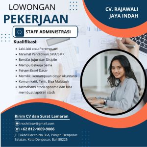 Lowongan Kerja Sebagai Staff Administrasi untuk CV. Rajawali Raja Indah Penempatan di Denpasar