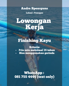 Lowongan Kerja Sebagai Staff Finishing Kayu untuk Andre Spearguns Penempatan di Pemogan, Denpasar
