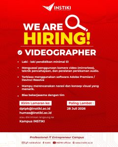 Lowongan Kerja Sebagai Videographer untuk INSTIKI Penempatan di Denpasar
