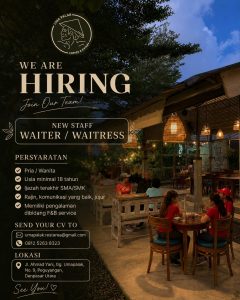 Lowongan Kerja Sebagai Waiter/ss untuk Uma Palak Penempatan di Peguyangan, Denpasar 
