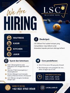 Lowongan Kerja Sebagai Waitress, Kasir, Kitchen, Jukir untuk LSC Billiard Penempatan di Denpasar