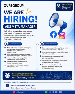 Lowongan Kerja Sebagai ADS Meta Manager, IT AI Specialist, Engineering, Floor, Bar, Kitchen, Cluster, Dll untuk OURS GROUP Penempatan di Bali