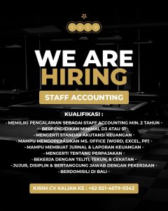 Lowongan Kerja Sebagai Accounting, Cashier, Cook Helper/Kitchen Staff, Barista, Waiter/Server untuk Zein Billiard & Bistro by CPD Penempatan di Denpasar