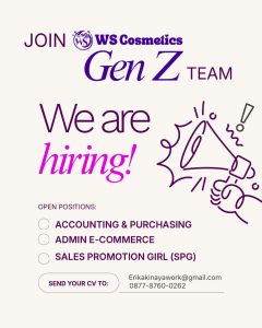 Lowongan Kerja Sebagai Accounting & Purchasing, Admin E-Commerce dan Sales Promotion Girl (SPG) untuk WS Cosmetics Penempatan di Denpasar