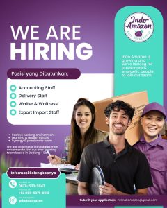 Lowongan Kerja Sebagai Accounting Staff, Delivery Staff, Waiter/Waitress, Export Import Staff untuk Indo Amazon Penempatan di Badung