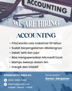 Lowongan Kerja Sebagai Accounting untuk BigTree Production Penempatan di Renon, Denpasar