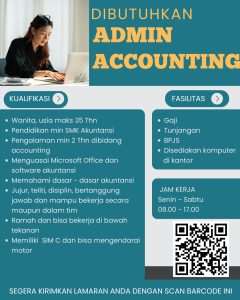Lowongan Kerja Sebagai Admin Accounting untuk UD Fanny Jaya Penempatan di Badung