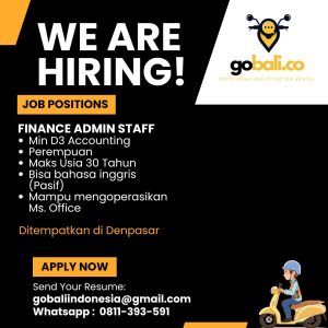 Lowongan Kerja Sebagai Admin Finance dan Tim Lapangan untuk GoBali Penempatan di Denpsar