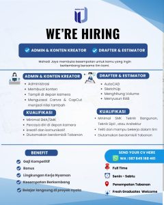 Lowongan Kerja Sebagai Admin & Konten Kreator, Drafter & Estimator untuk Mahadi Jaya Penempatan di Tabanan