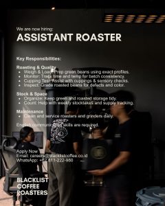 Lowongan Kerja Sebagai Assistant Roaster untuk Blacklist Coffee Roasters Penempatan di Badung