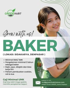 Lowongan Kerja Sebagai Baker untuk Green Habit Bali Penempatan di Denpasar